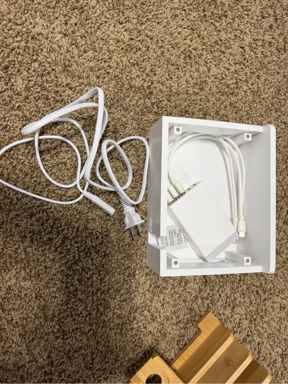 Bamboo and White Charging Station Organizer - Natural